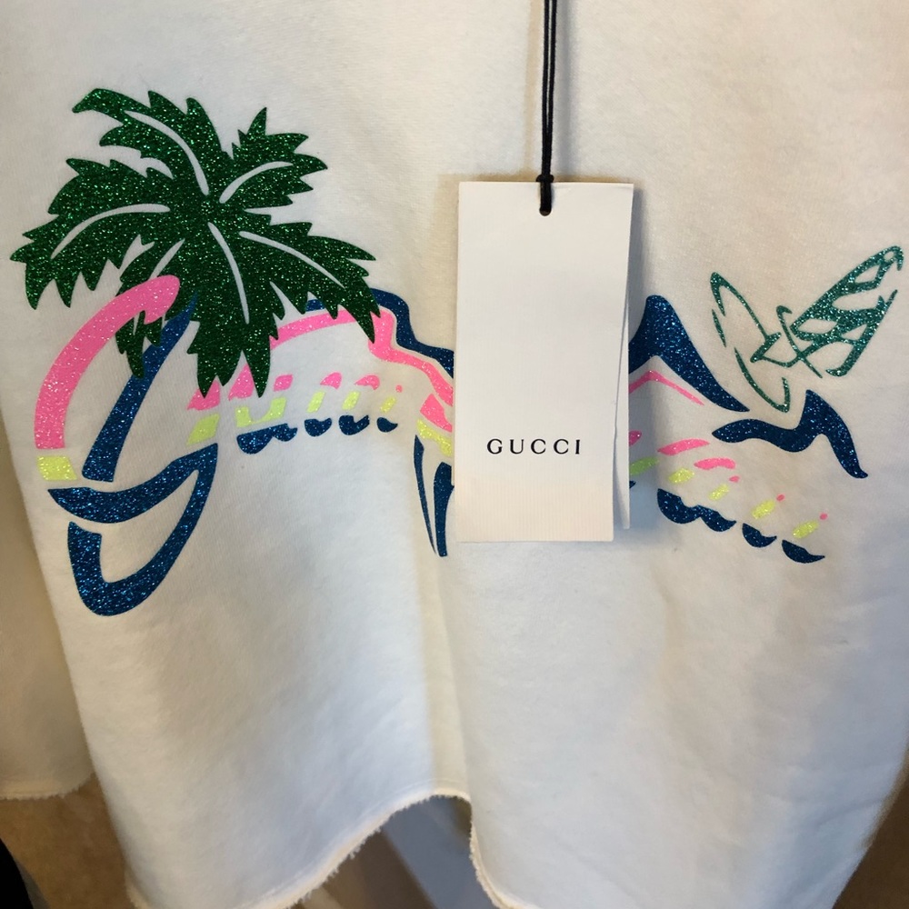 GUCCI HAWAII PRINT COTTON JERSEY TSHIRT
